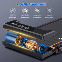 RAMYPOKET Walking Treadmill Under Desk With App Control 9% Grade 1-8km/h 2.5hp 120kg Small Treadmills For Home