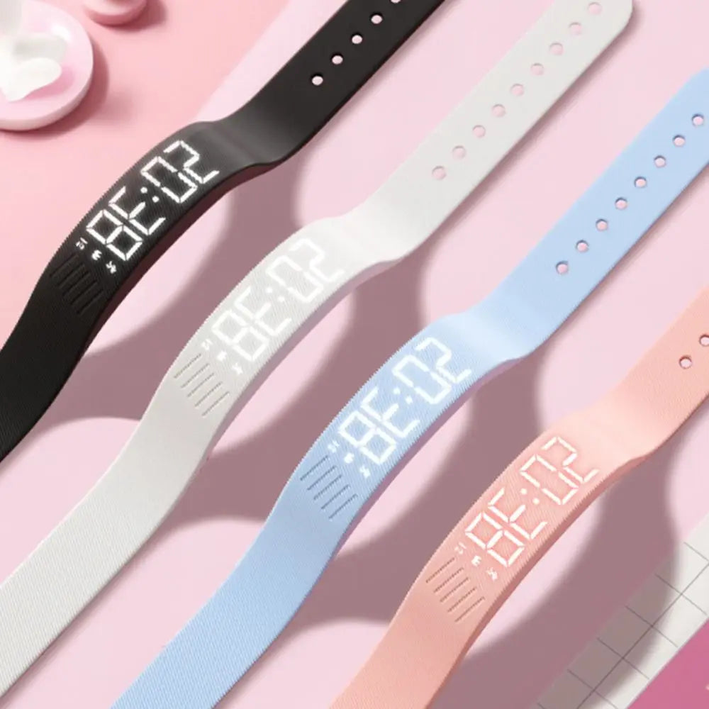 LED Digital Alarm Clock Watch Waterproof Snooze-proof Alarm Bracelet Adjustable with Running Pedometer Fitness Wristbands