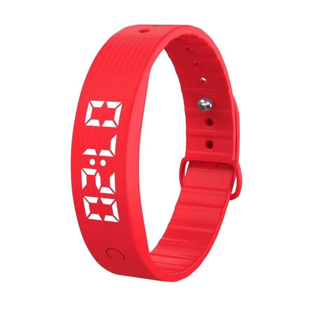 LED Digital Alarm Clock Watch Waterproof Snooze-proof Alarm Bracelet Adjustable with Running Pedometer Fitness Wristbands