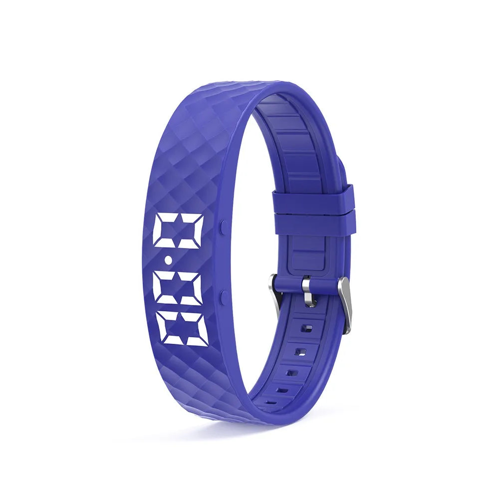 LED Digital Alarm Clock Watch Waterproof Snooze-proof Alarm Bracelet Adjustable with Running Pedometer Fitness Wristbands